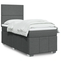 vidaXL Boxspringbett mit Matratze Dunkelgrau 90x190 cm Stoff vidaXL Boxspringbett mit Matratze Dunkelgrau 90x190 cm Stoff