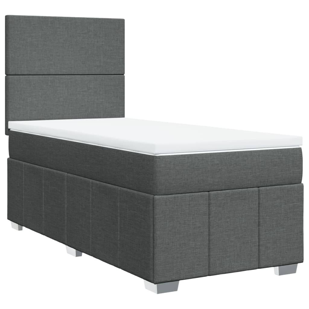 vidaXL Boxspringbett mit Matratze Dunkelgrau 90x190 cm Stoff