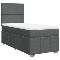 vidaXL Boxspringbett mit Matratze Dunkelgrau 90x190 cm Stoff vidaXL Boxspringbett mit Matratze Dunkelgrau 90x190 cm Stoff