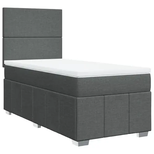 vidaXL Boxspringbett mit Matratze Dunkelgrau 90x190 cm Stoff vidaXL Boxspringbett mit Matratze Dunkelgrau 90x190 cm Stoff