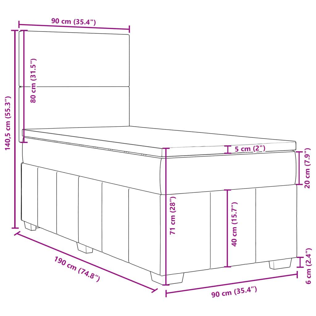vidaXL Boxspringbett mit Matratze Schwarz 90x190 cm Stoff