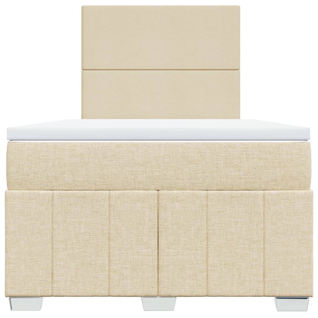 vidaXL Boxspringbett mit Matratze Creme 120x190 cm Stoff