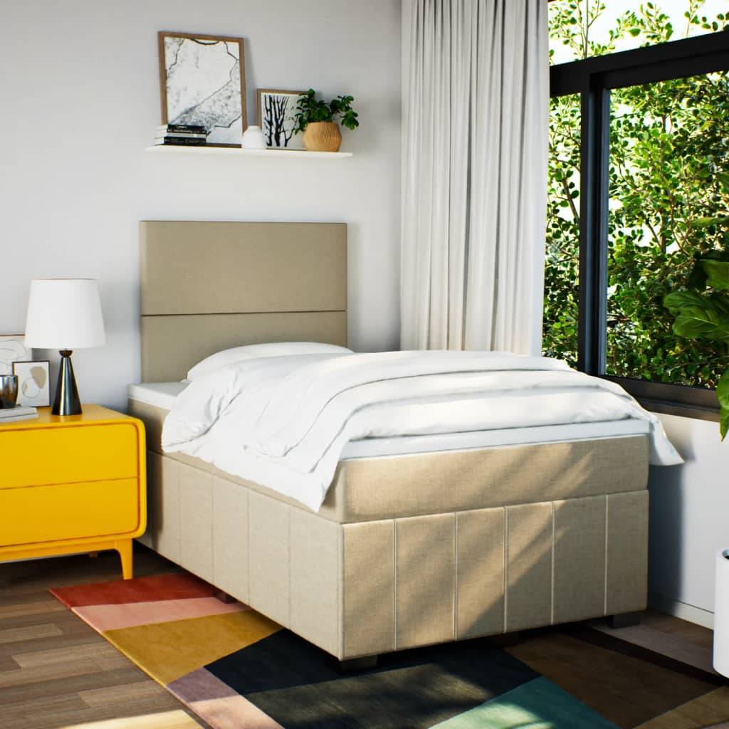 vidaXL Boxspringbett mit Matratze Creme 120x190 cm Stoff