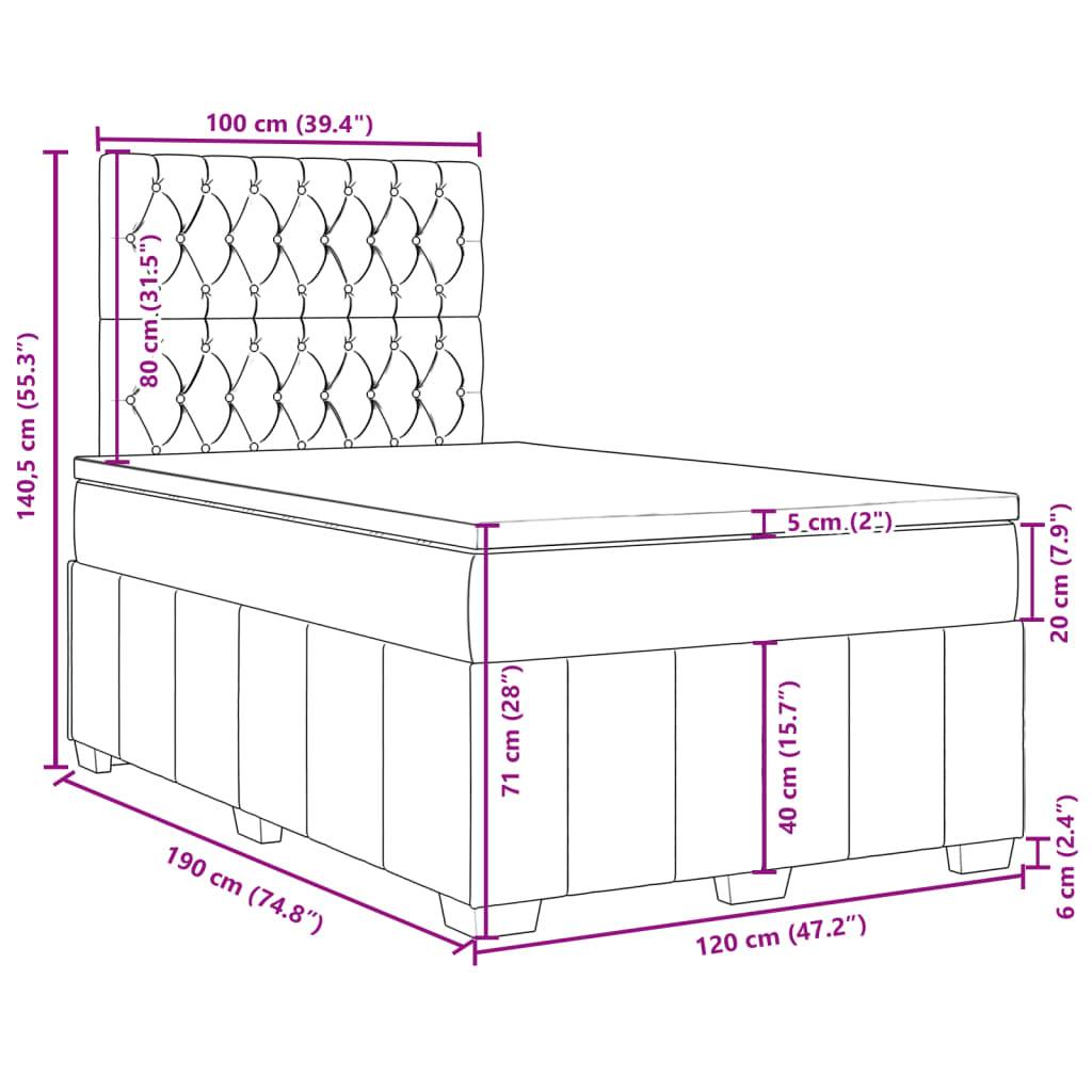vidaXL Boxspringbett mit Matratze Dunkelgrau 120x190 cm Stoff