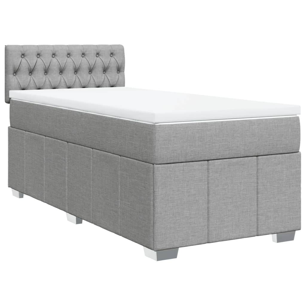 vidaXL Boxspringbett mit Matratze Hellgrau 80x200 cm Stoff