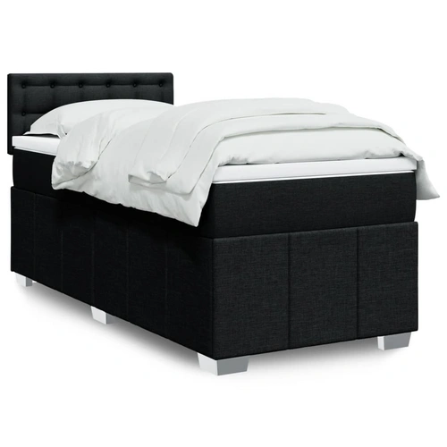 vidaXL Boxspringbett mit Matratze Schwarz 90x190 cm Stoff vidaXL Boxspringbett mit Matratze Schwarz 90x190 cm Stoff