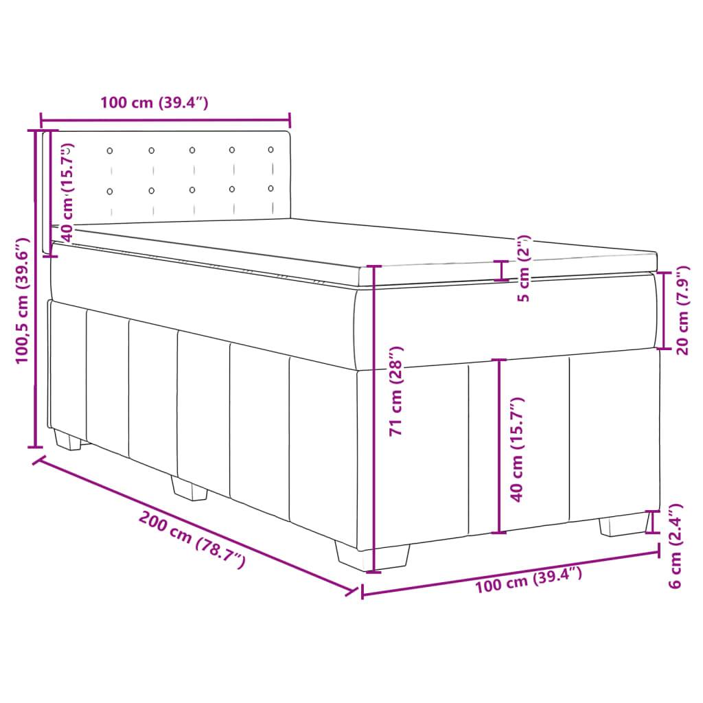 vidaXL Boxspringbett mit Matratze Taupe 100x200 cm Stoff