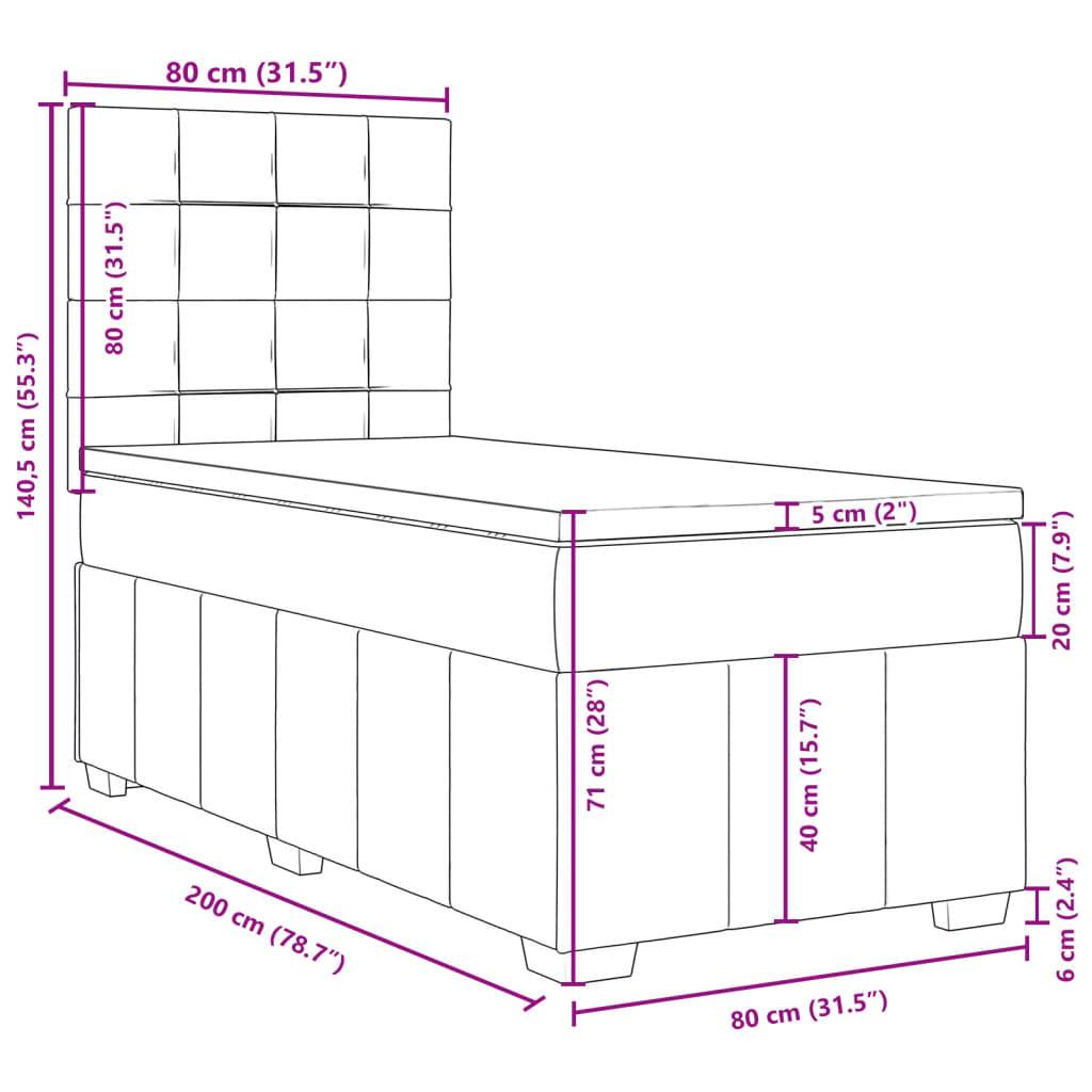 vidaXL Boxspringbett mit Matratze Creme 80x200 cm Stoff