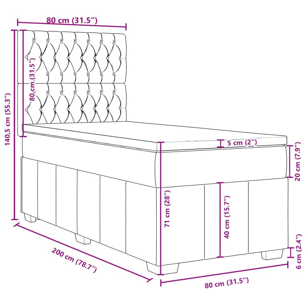 vidaXL Boxspringbett mit Matratze Schwarz 80x200 cm Stoff