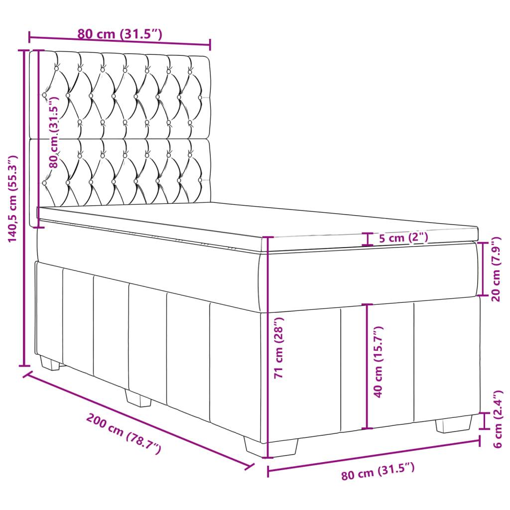 vidaXL Boxspringbett mit Matratze Creme 80x200 cm Stoff
