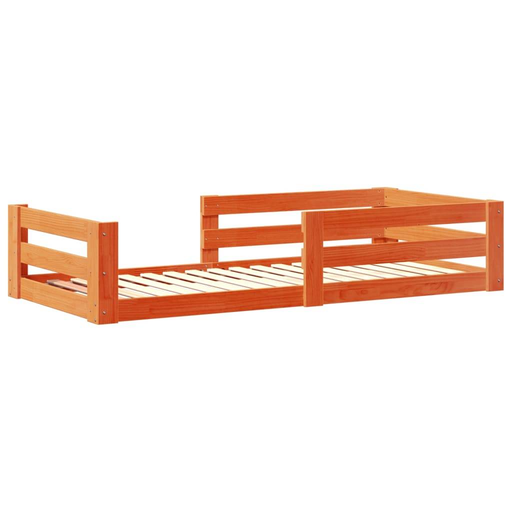 vidaXL Massivholzbett ohne Matratze Wachsbraun 100x200 Kiefernholz