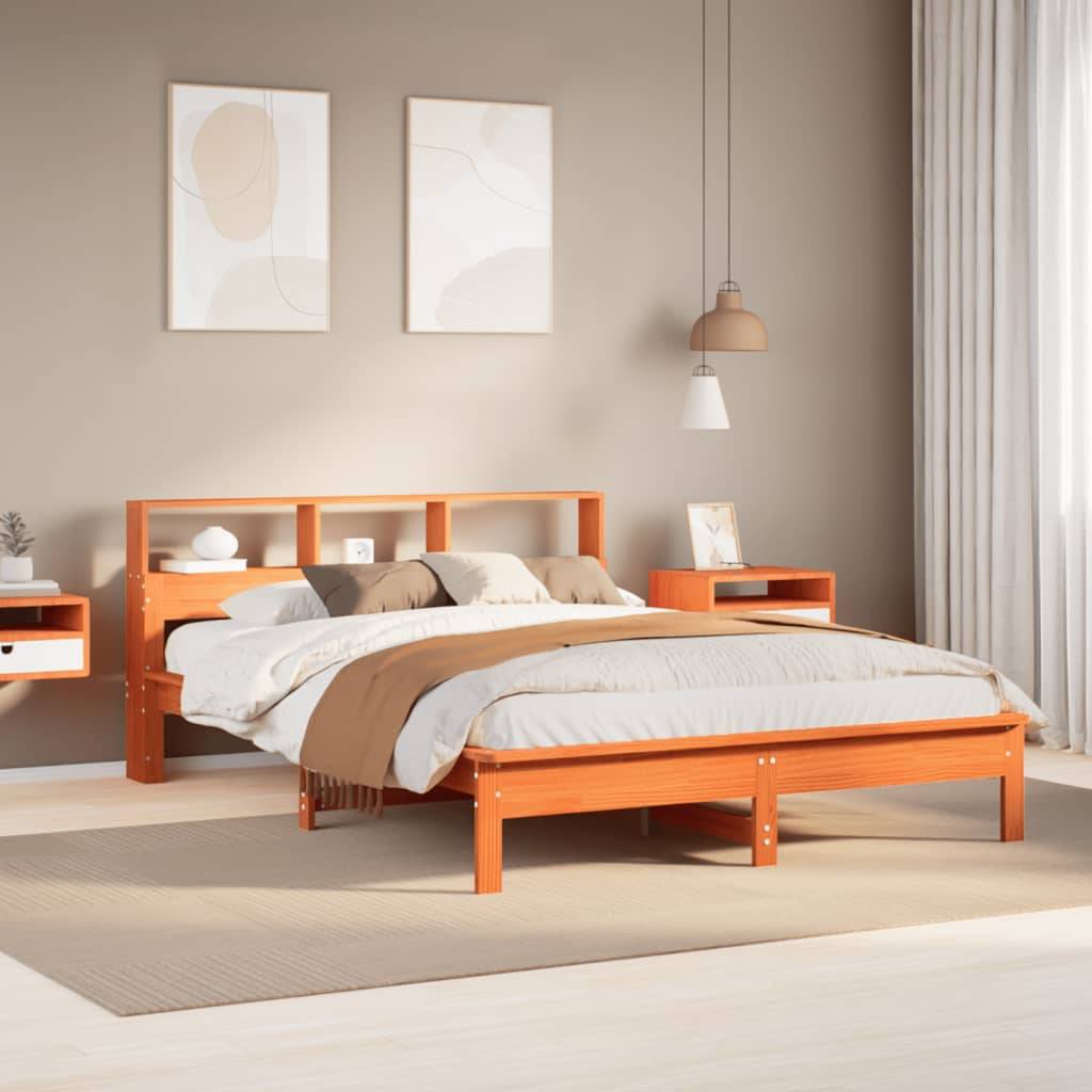vidaXL Massivholzbett ohne Matratze Wachsbraun 150x200 cm Kiefernholz