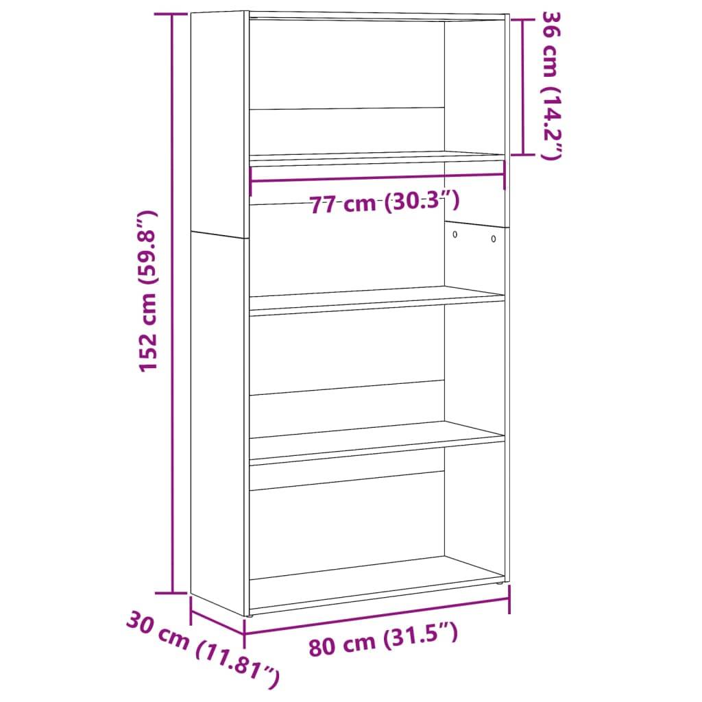 vidaXL Bücherregal Artisan-Eiche 80x30x152 cm Holzwerkstoff