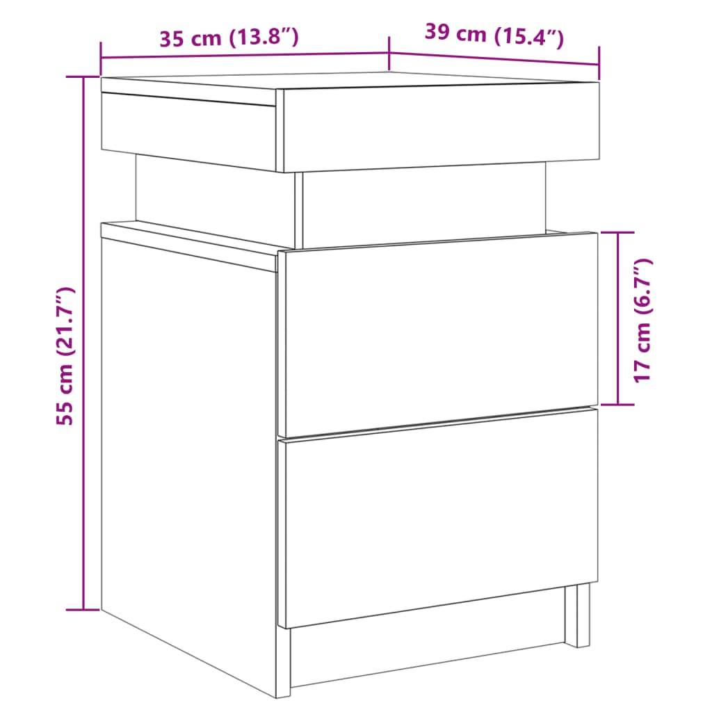 vidaXL LED-Nachttische 2 Stk. Artisan-Eiche 35x39x55 cm Holzwerkstoff
