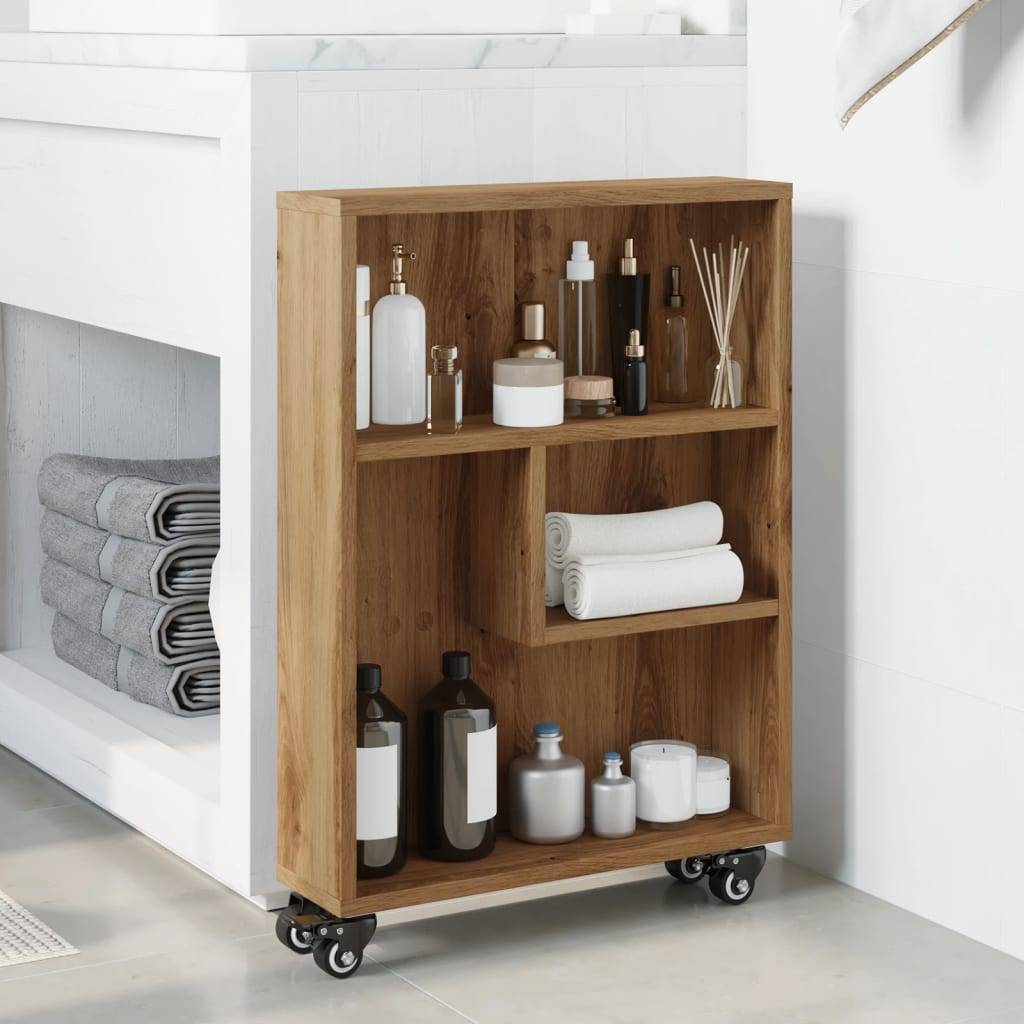 vidaXL Aufbewahrungswagen Schmal Artisan-Eiche 48x13x68 Holzwerkstoff