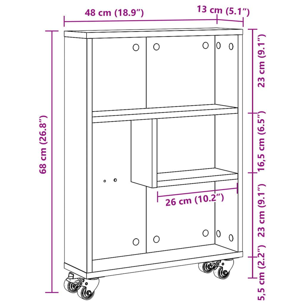 vidaXL Aufbewahrungswagen Schmal Artisan-Eiche 48x13x68 Holzwerkstoff