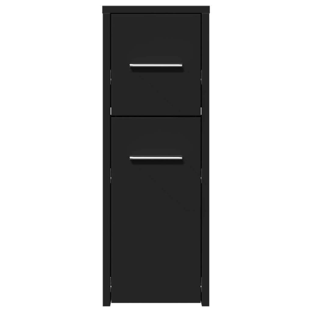 vidaXL Badschrank Schmal mit Rollen Schwarz Holzwerkstoff