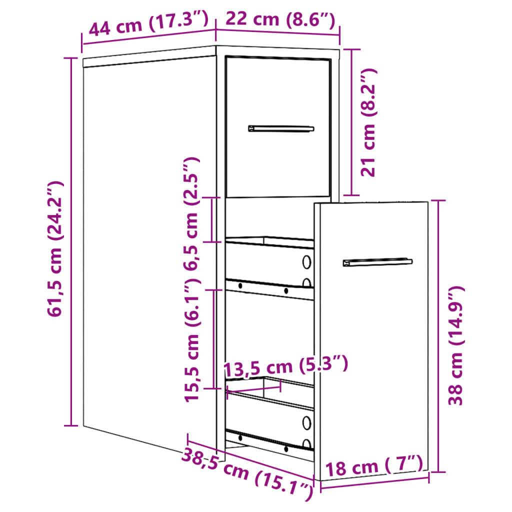 vidaXL Badschrank Schmal mit Rollen Grau Sonoma Holzwerkstoff