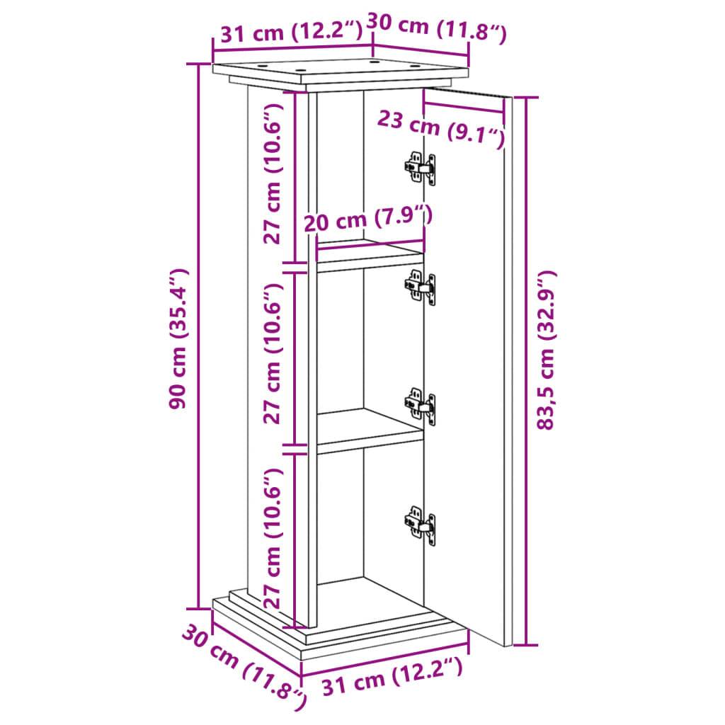 vidaXL Postament mit Stauraum Altholz-Optik 31x30x90 cm Holzwerkstoff