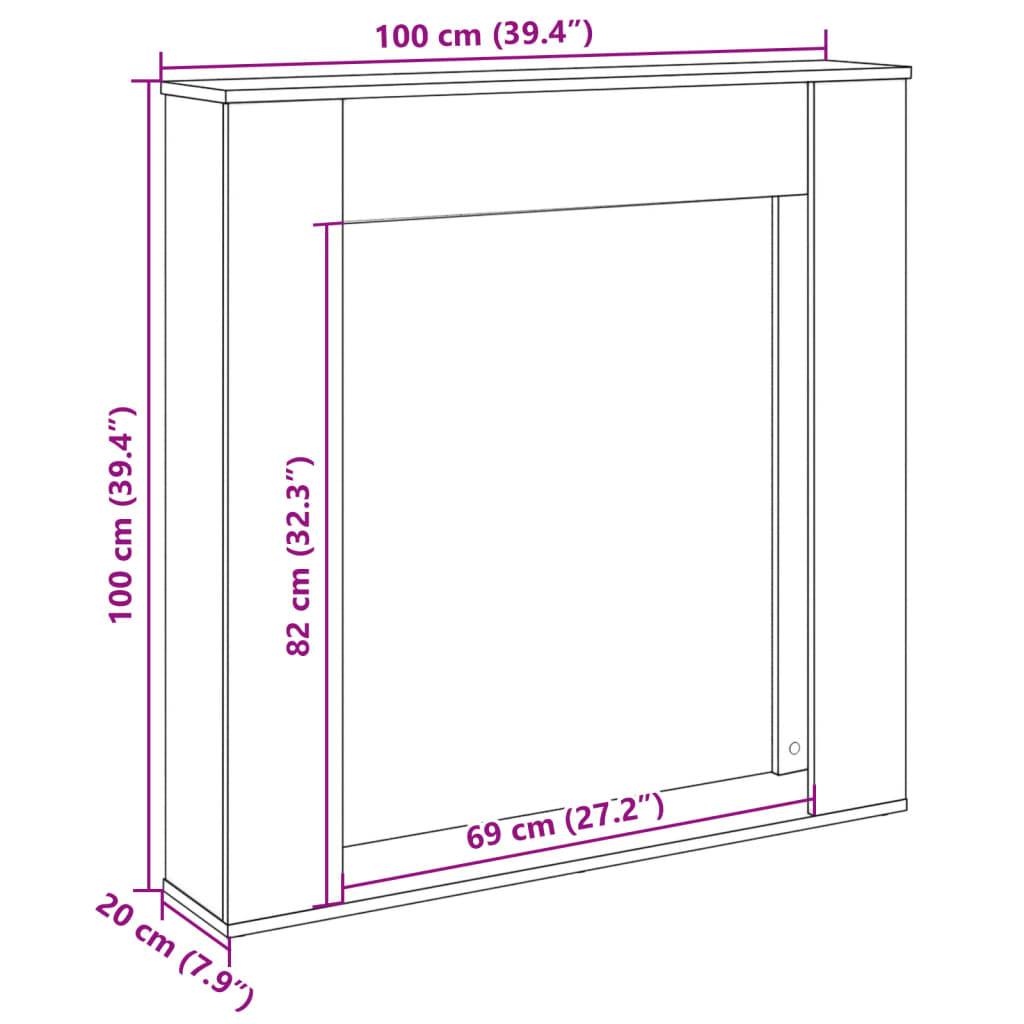 vidaXL Kaminumrandung Weiß 100x20x100 cm Holzwerkstoff