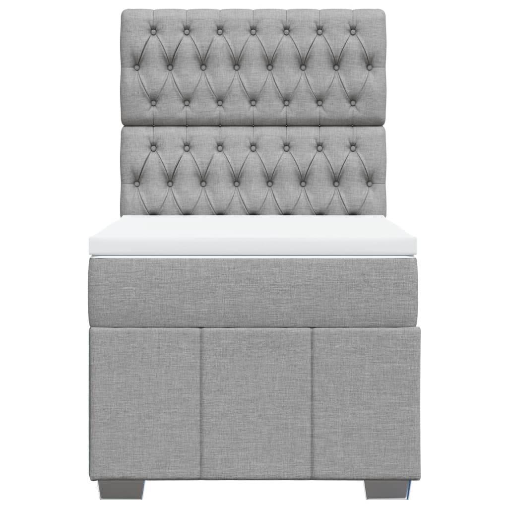 vidaXL Boxspringbett mit Matratze Hellgrau 90x190 cm Stoff