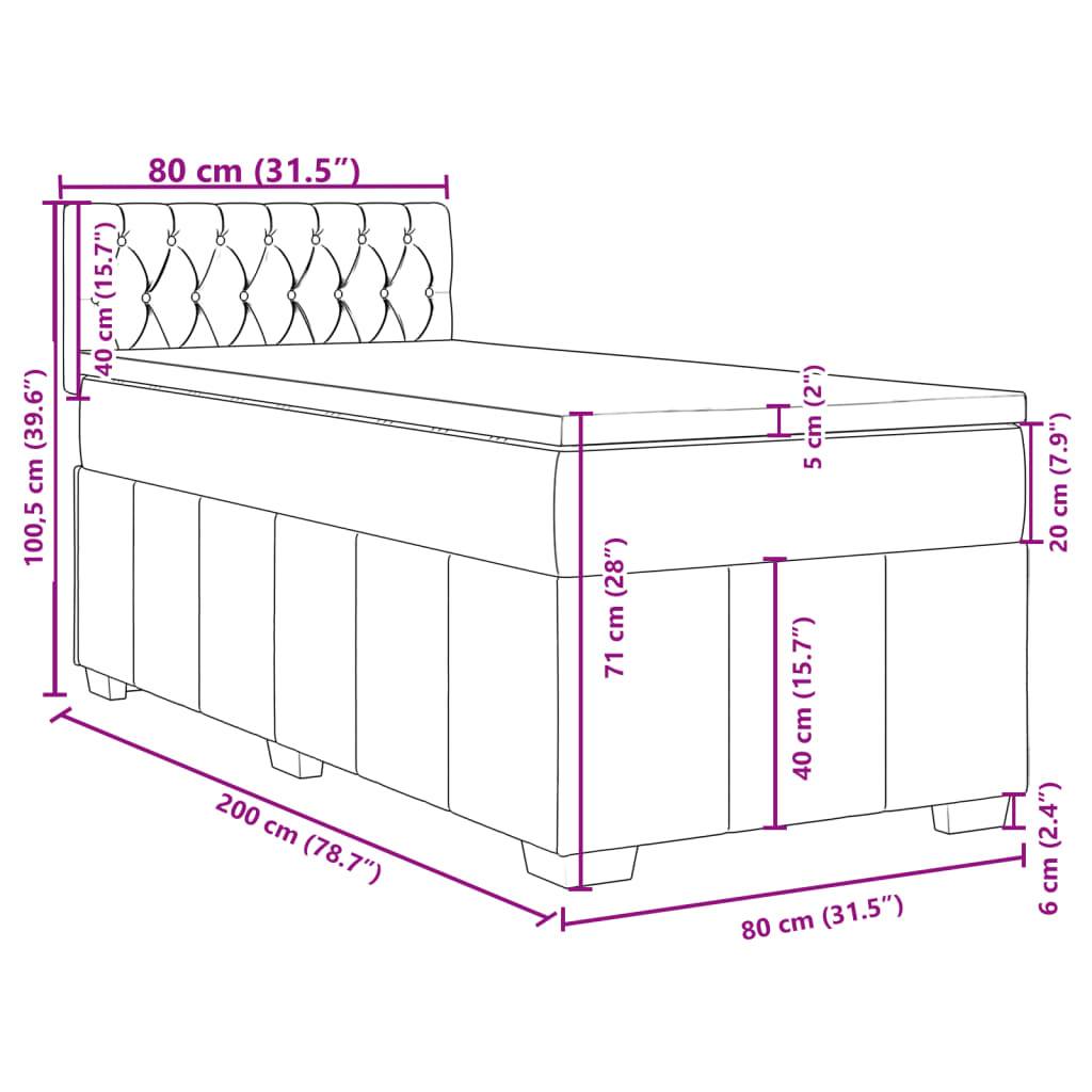 vidaXL Boxspringbett mit Matratze Hellgrau 80x200 cm Stoff