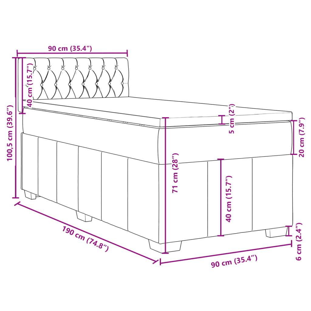 vidaXL Boxspringbett mit Matratze Dunkelgrau 90x190 cm Stoff