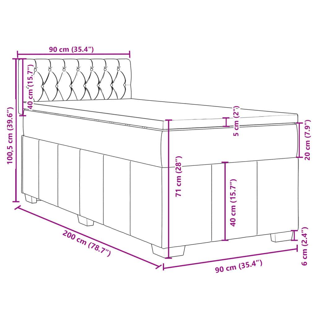 vidaXL Boxspringbett mit Matratze Dunkelgrau 90x200 cm Stoff