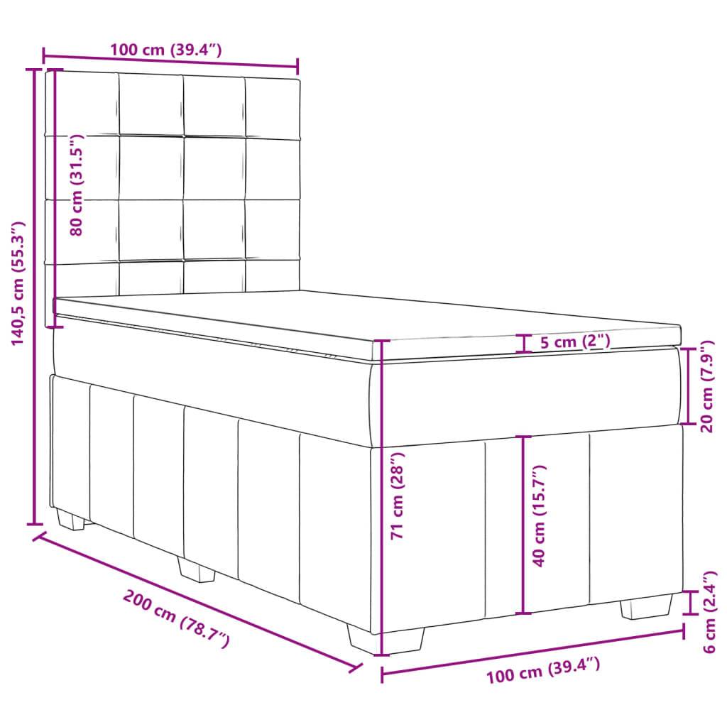 vidaXL Boxspringbett mit Matratze Taupe 100x200 cm Stoff