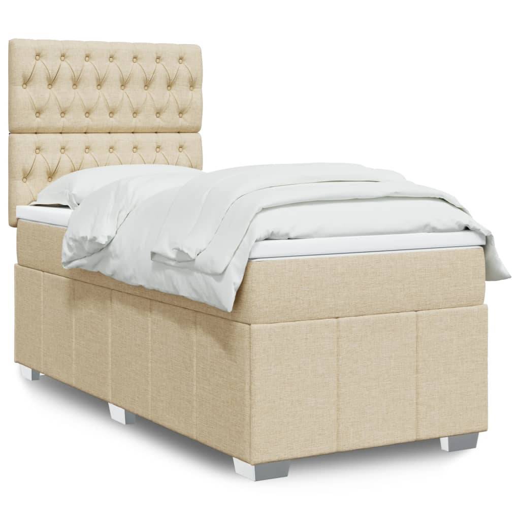vidaXL Boxspringbett mit Matratze Creme 80x200 cm Stoff