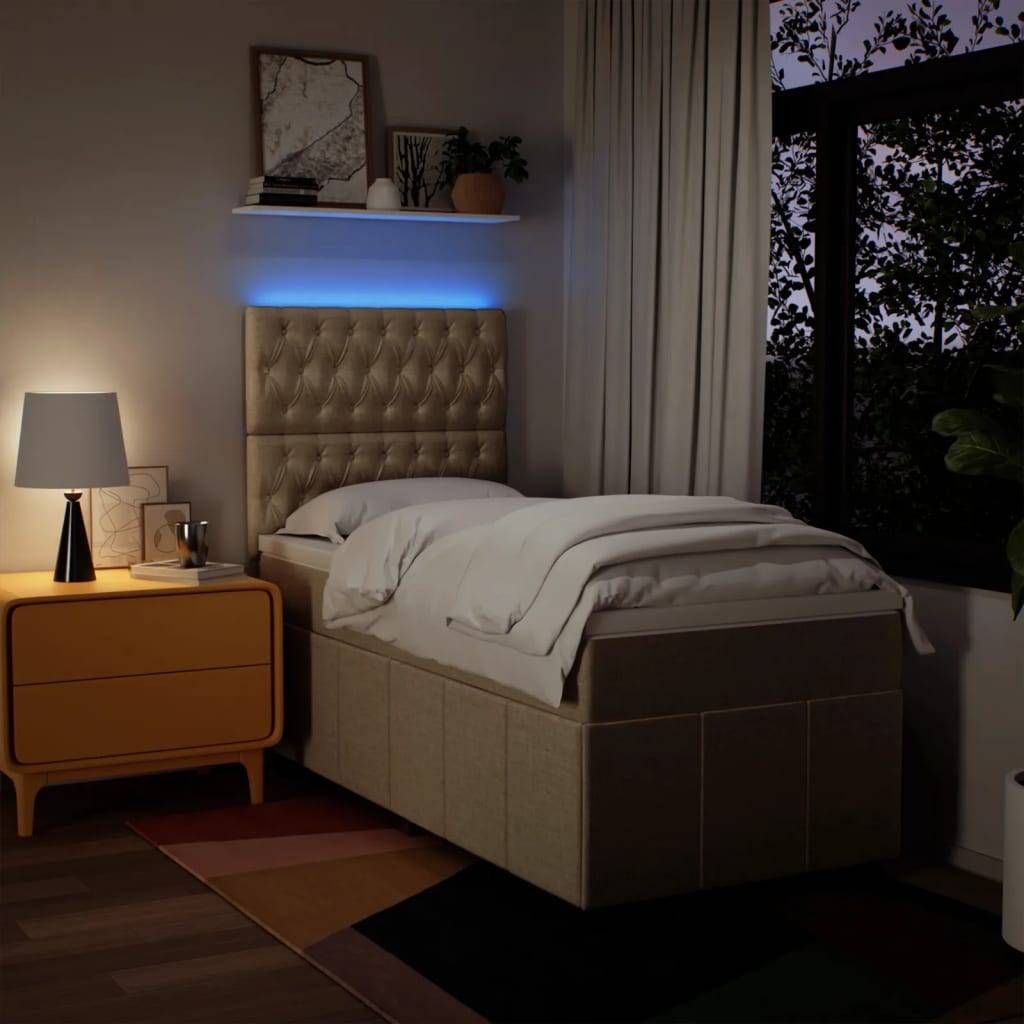vidaXL Boxspringbett mit Matratze Creme 100x200 cm Stoff