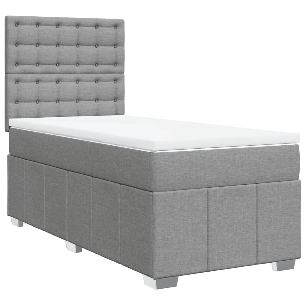 vidaXL Boxspringbett mit Matratze Hellgrau 80x200 cm Stoff