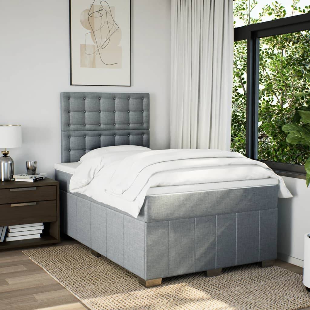 vidaXL Boxspringbett mit Matratze Hellgrau 120x190 cm Stoff