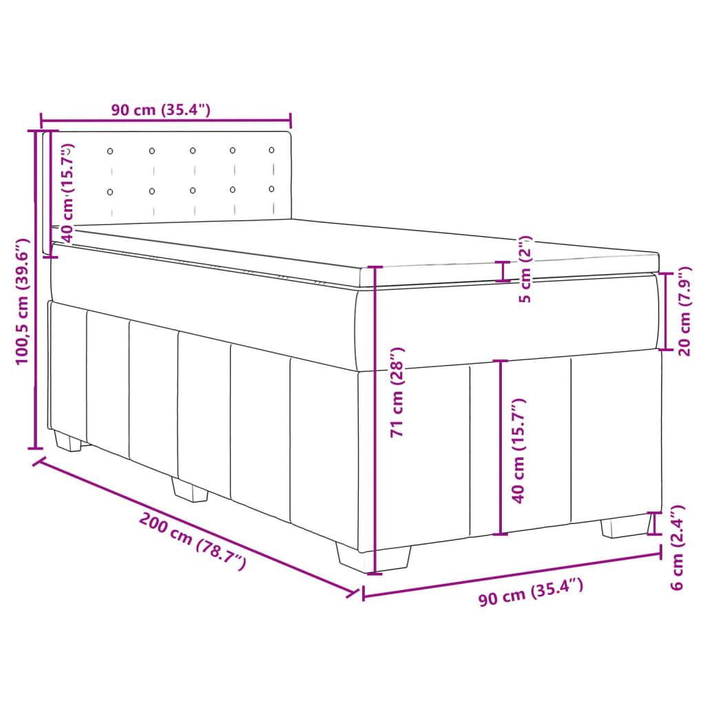 vidaXL Boxspringbett mit Matratze Creme 90x200 cm Stoff