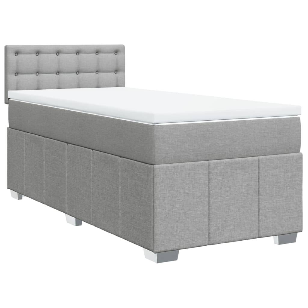 vidaXL Boxspringbett mit Matratze Hellgrau 80x200 cm Stoff