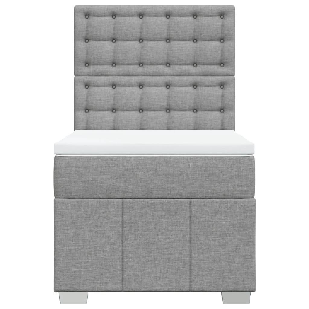 vidaXL Boxspringbett mit Matratze Hellgrau 100x200 cm Stoff