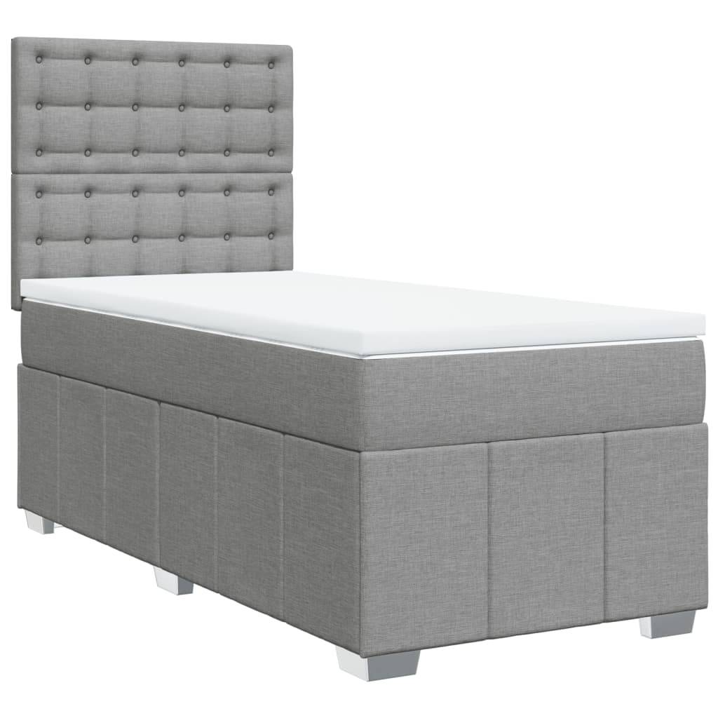 vidaXL Boxspringbett mit Matratze Hellgrau 100x200 cm Stoff