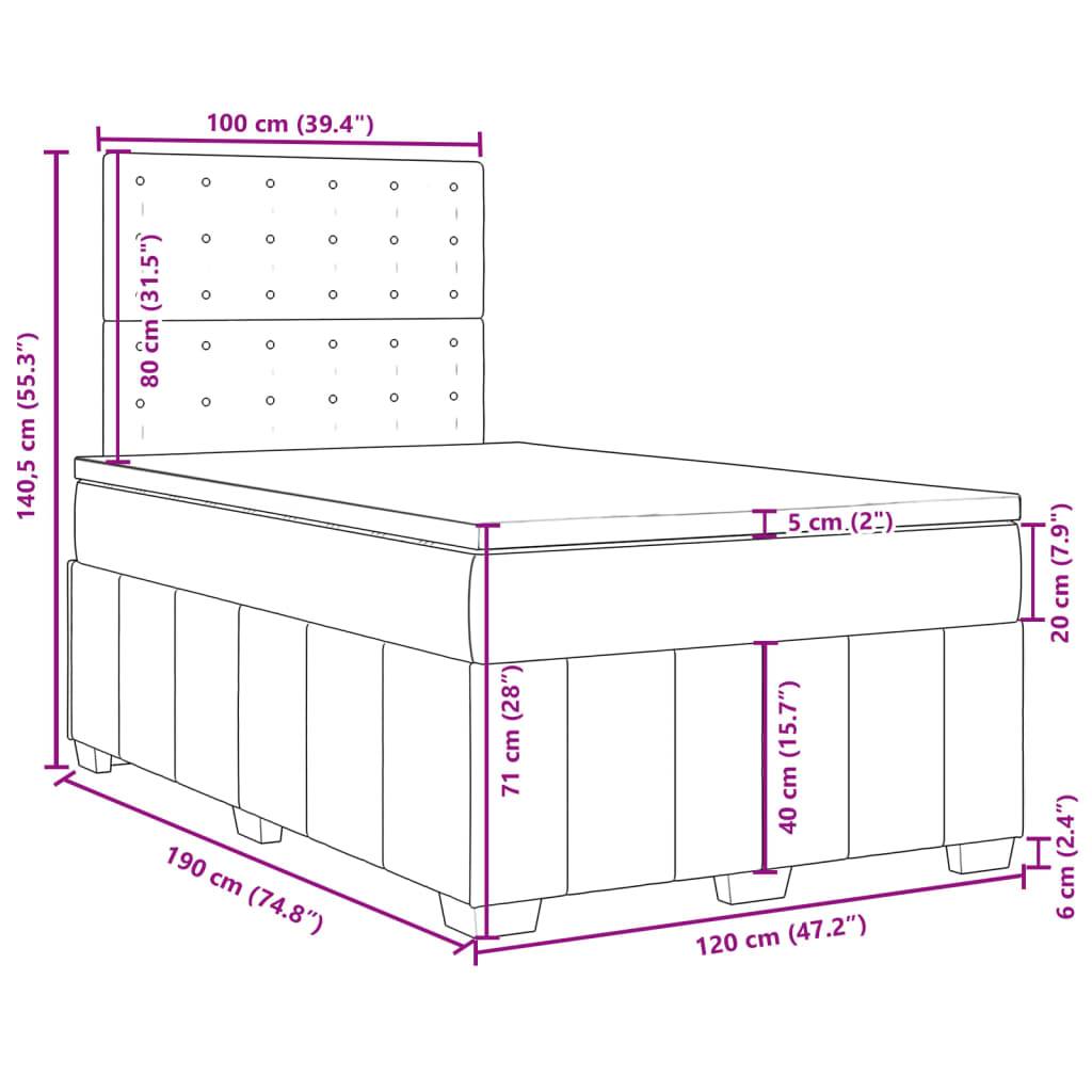 vidaXL Boxspringbett mit Matratze Dunkelgrau 120x190 cm Stoff