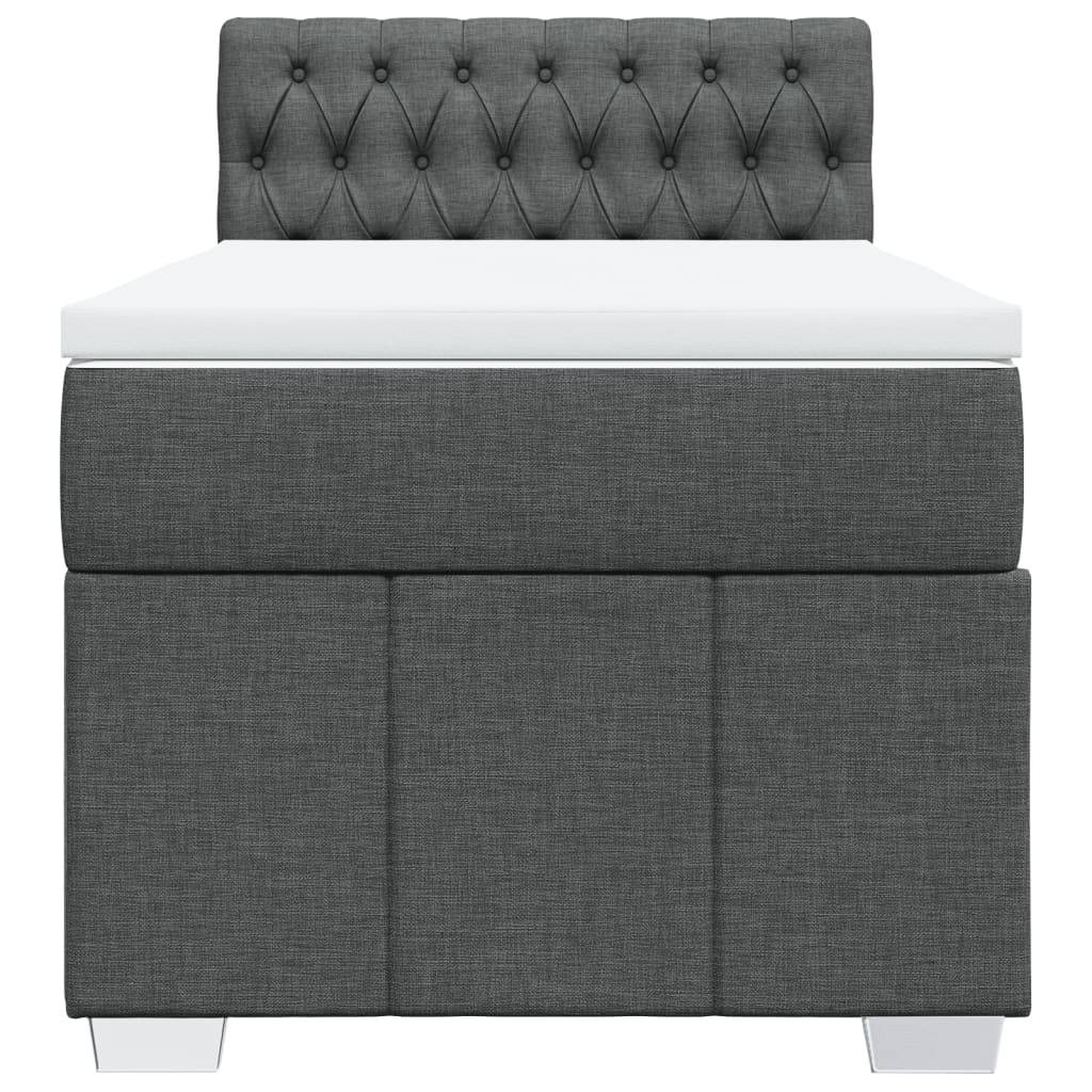 vidaXL Boxspringbett mit Matratze Dunkelgrau 90x190 cm Stoff