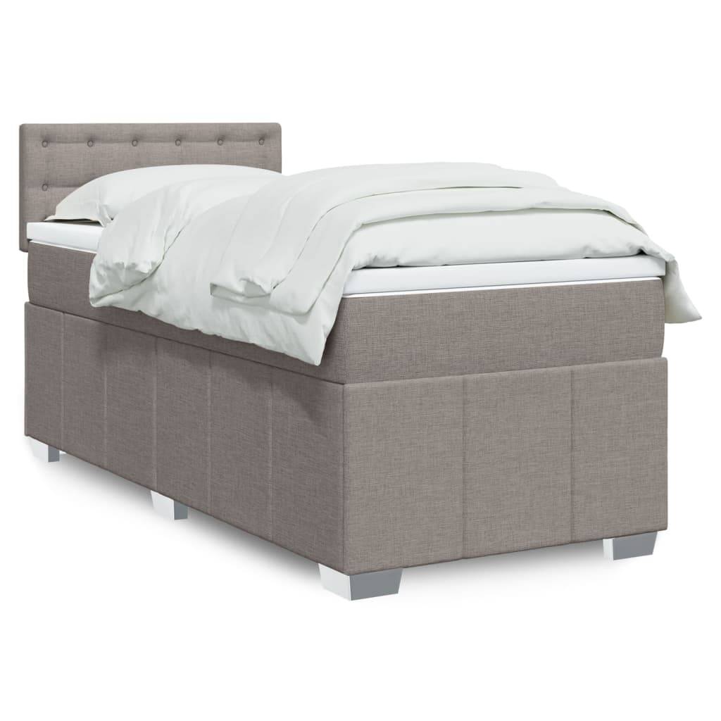 vidaXL Boxspringbett mit Matratze Taupe 100x200 cm Stoff