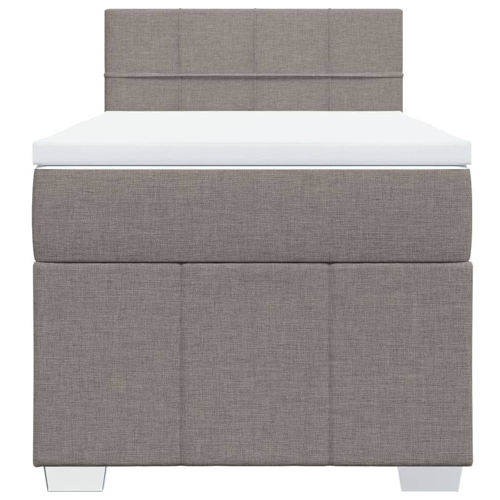 vidaXL Boxspringbett mit Matratze Taupe 100x200 cm Stoff