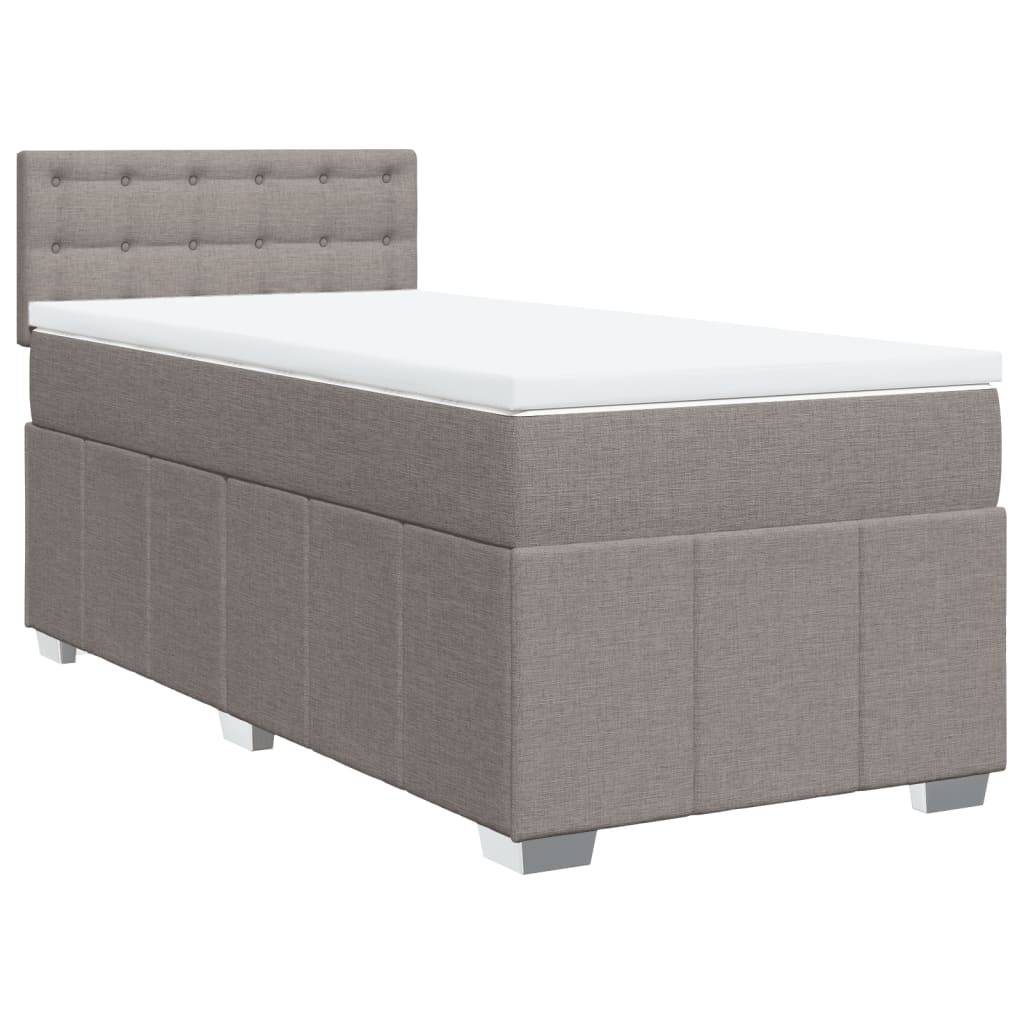 vidaXL Boxspringbett mit Matratze Taupe 100x200 cm Stoff