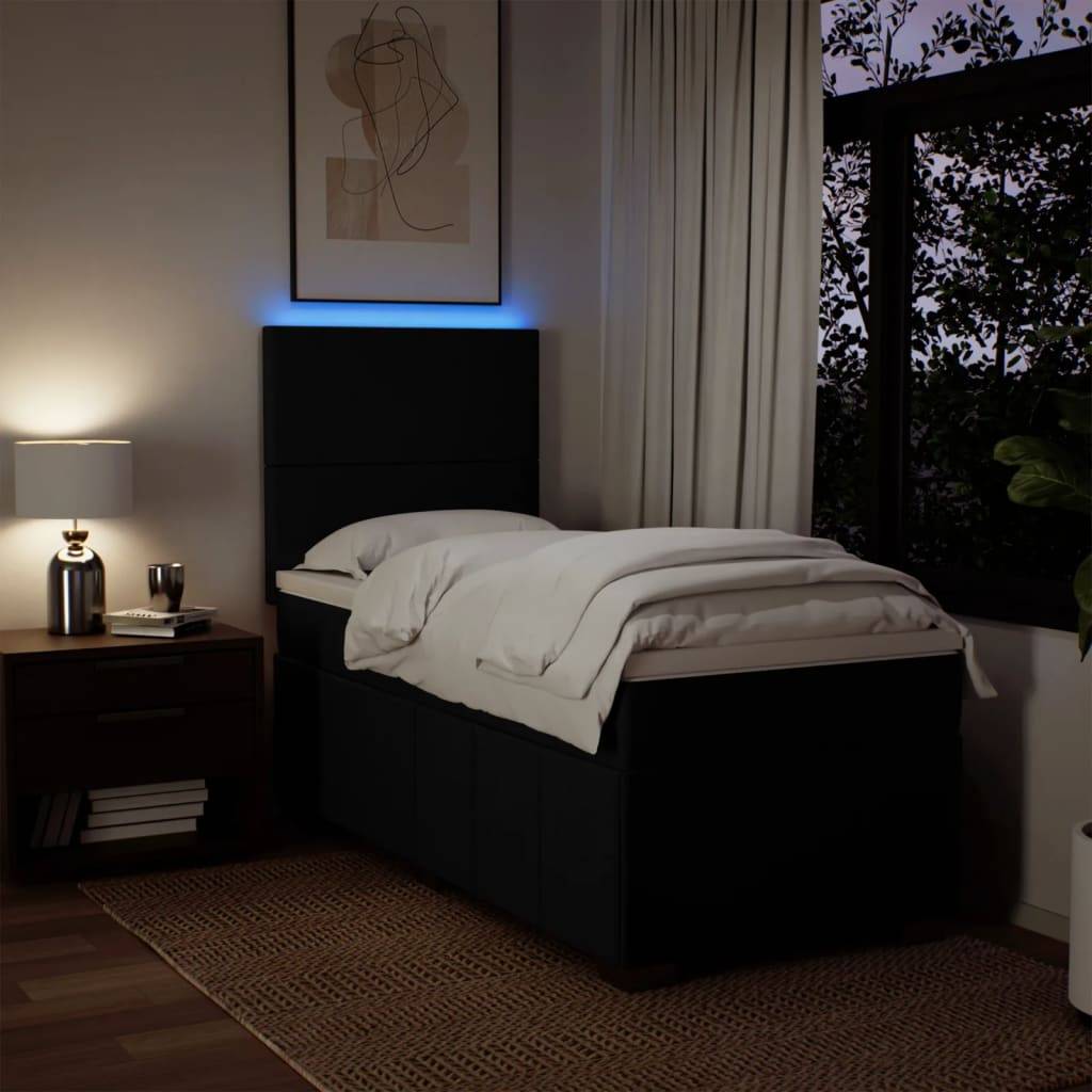 vidaXL Boxspringbett mit Matratze Schwarz 90x190 cm Stoff
