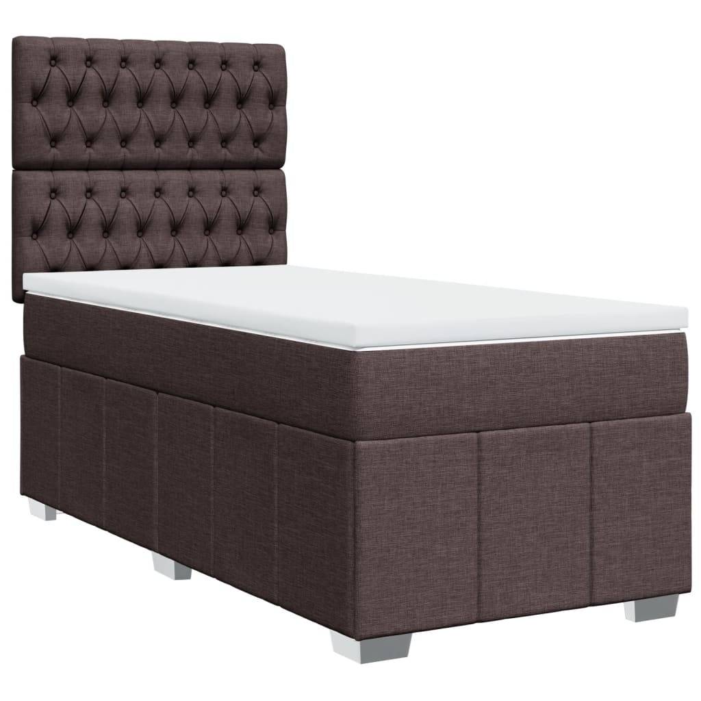 vidaXL Boxspringbett mit Matratze Dunkelbraun 100x200 cm Stoff