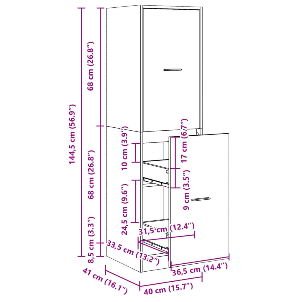 vidaXL Apothekerschrank Sonoma-Eiche 40x41x144,5 cm Holzwerkstoff