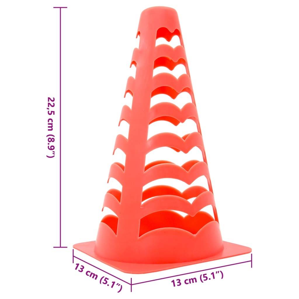 vidaXL Fußballkegel 6 Stk. Stapelbar Orange 13x13x22,5 cm