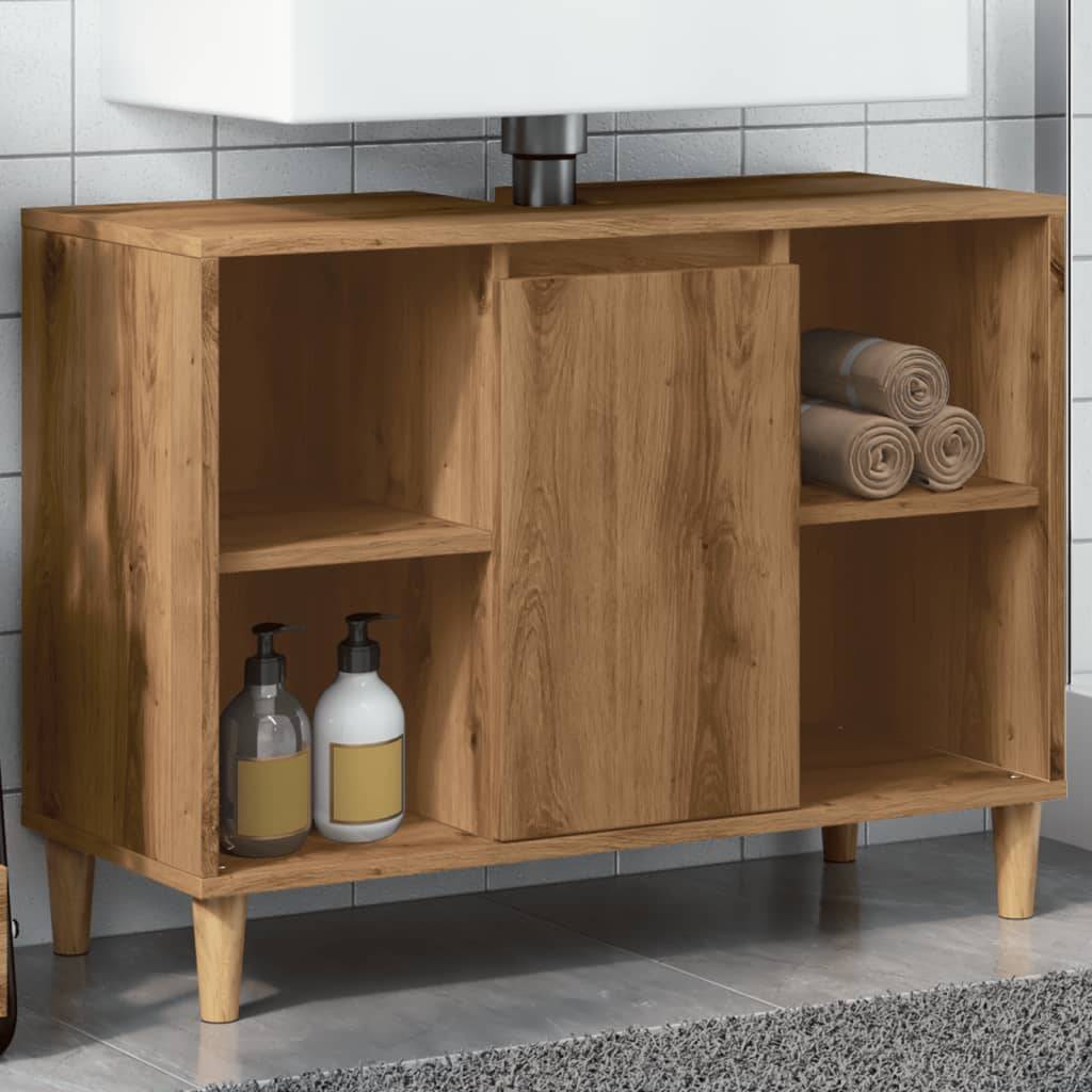 vidaXL Badschrank Braun Artisan-Eiche 80x33x60 cm Holzwerkstoff
