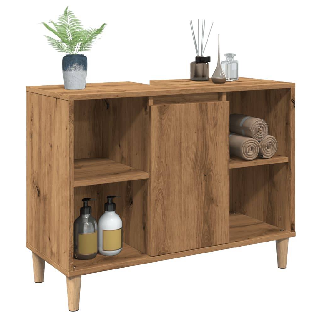 vidaXL Badschrank Braun Artisan-Eiche 80x33x60 cm Holzwerkstoff