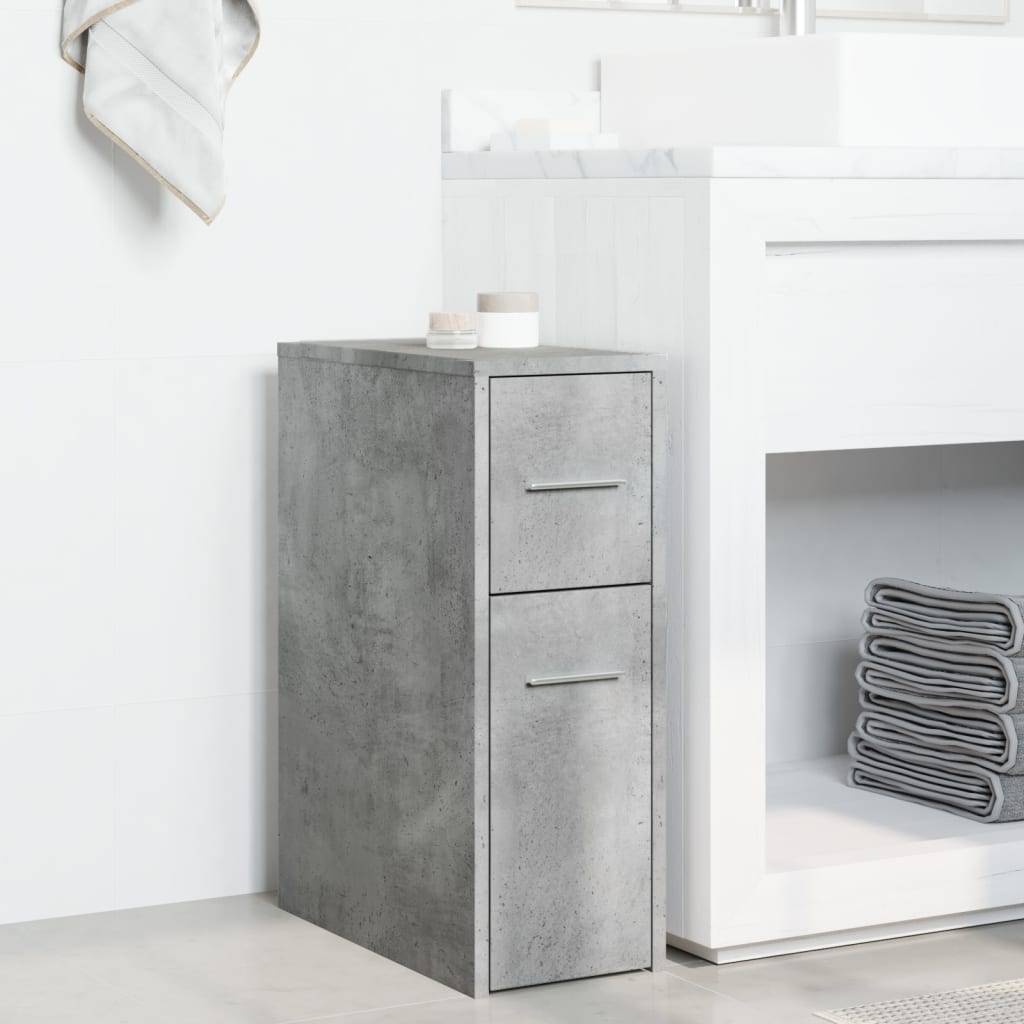 vidaXL Badschrank Schmal mit Rollen Betongrau Holzwerkstoff