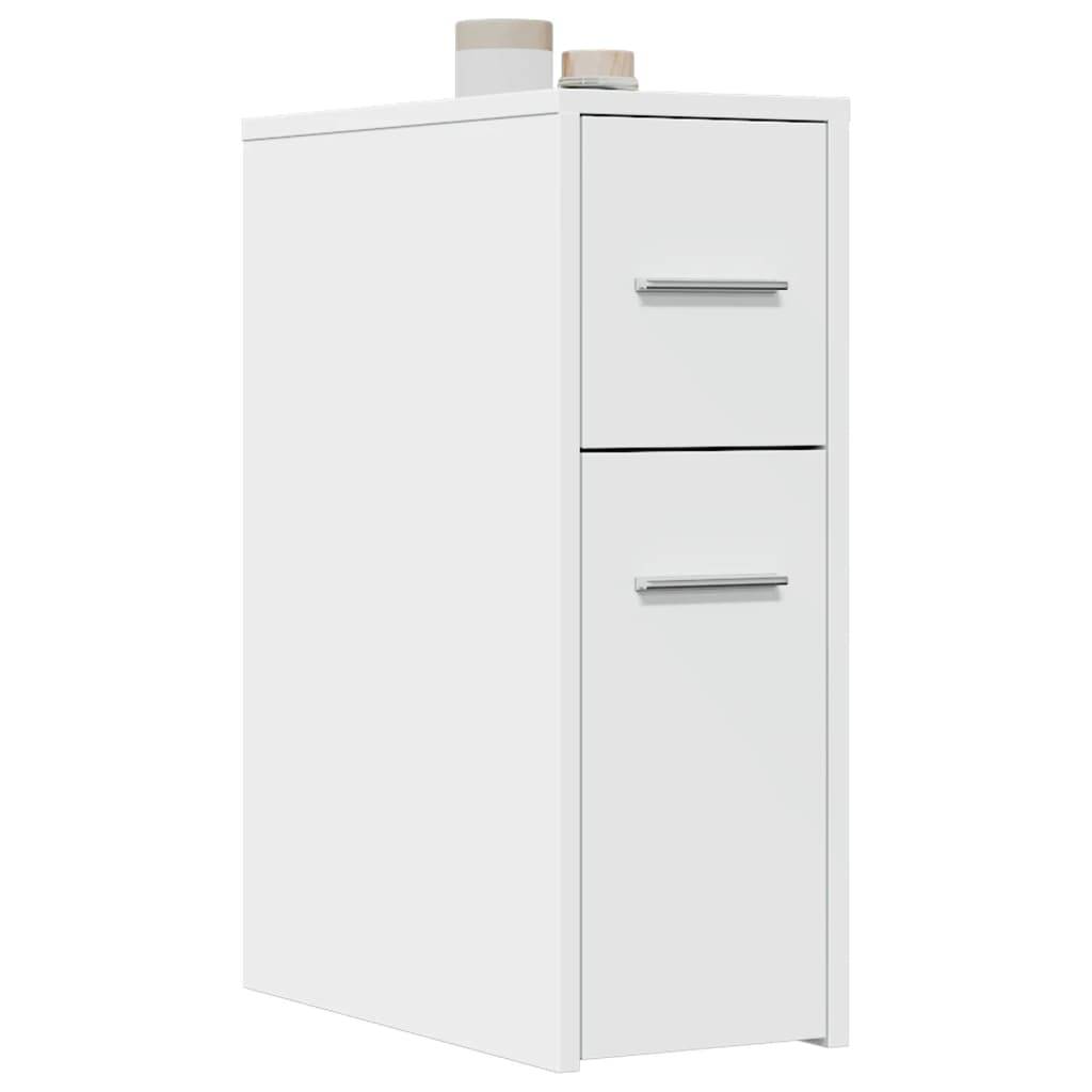 vidaXL Badschrank Schmal mit Rollen Weiß Holzwerkstoff